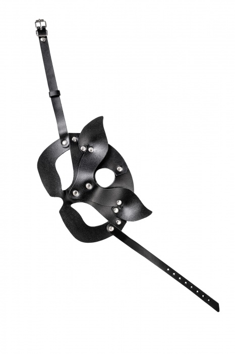 Черная кожаная рельефная маска кошки - Pecado - купить с доставкой в Ногинске