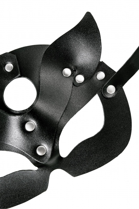 Черная кожаная рельефная маска кошки - Pecado - купить с доставкой в Ногинске