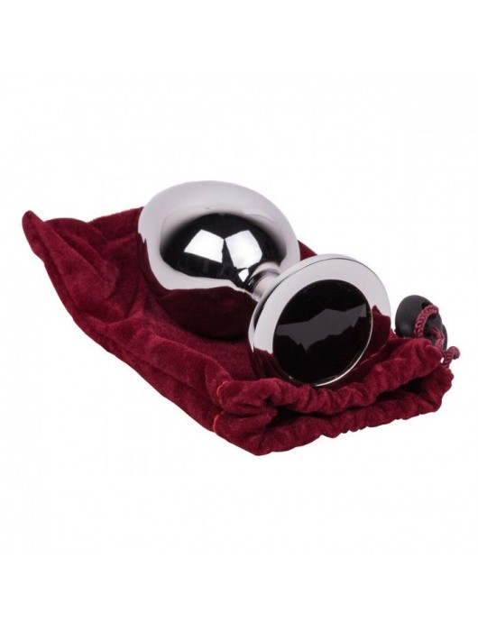 Большой стальной плаг с черным кристаллом Black Rave - 9,5 см. - Erotic Fantasy - купить с доставкой в Ногинске