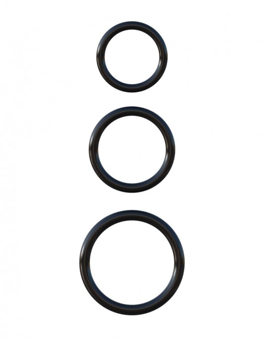 Набор из трех черных эрекционных колец Silicone 3-Ring Stamina Set - Pipedream - в Ногинске купить с доставкой