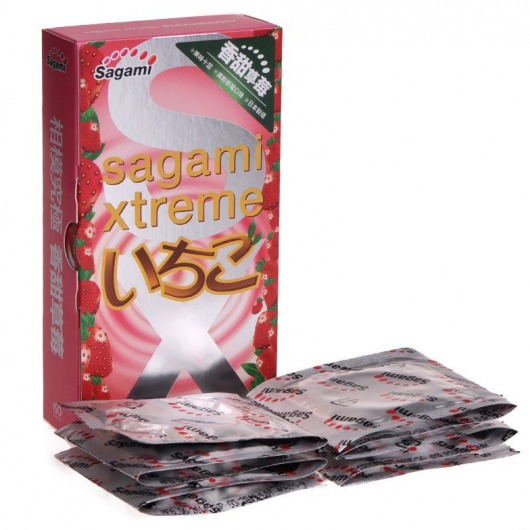 Презервативы Sagami Xtreme Strawberry c ароматом клубники - 10 шт. - Sagami - купить с доставкой в Ногинске