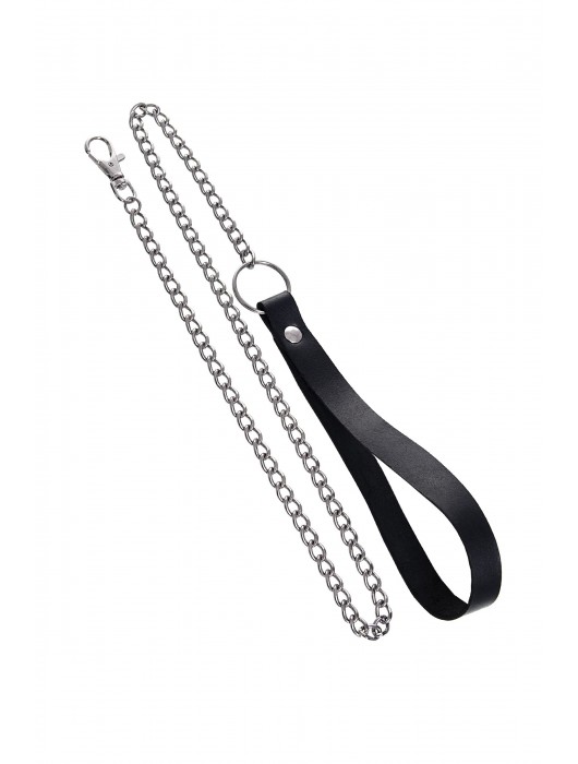 Черный кожаный ошейник-воротник с поводком - Pecado - купить с доставкой в Ногинске