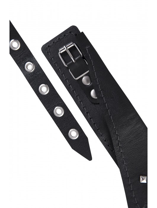 Черный кожаный ошейник-воротник с поводком - Pecado - купить с доставкой в Ногинске