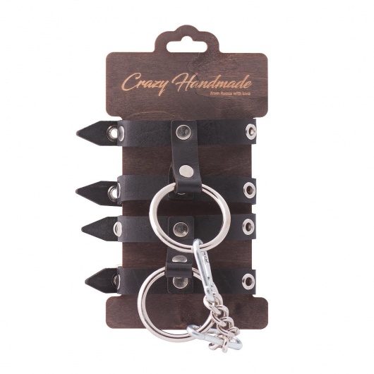 Черные однослойные наручники из натуральной кожи - Crazy Handmade - купить с доставкой в Ногинске
