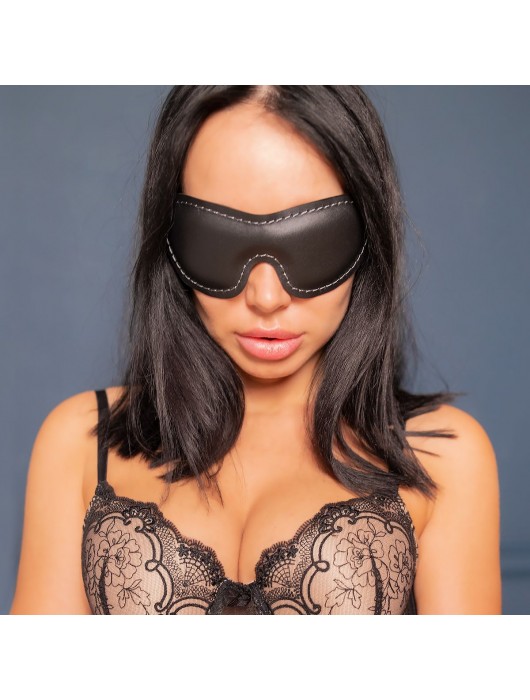 Черная мягкая закрытая маска из натуральной кожи - Crazy Handmade - купить с доставкой в Ногинске