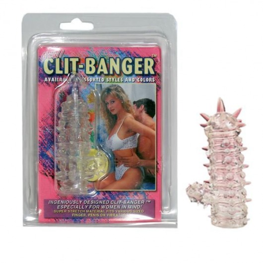 Прозрачная насадка с шипами и клиторальной шишечкой CLIT-BANGER SLEEVE IN CLEAR - Tonga - в Ногинске купить с доставкой
