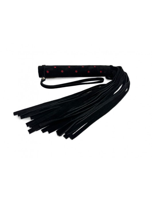 Черная замшевая плеть с красными точками на рукояти Red dot Princess - 43 см. - БДСМ Арсенал - купить с доставкой в Ногинске