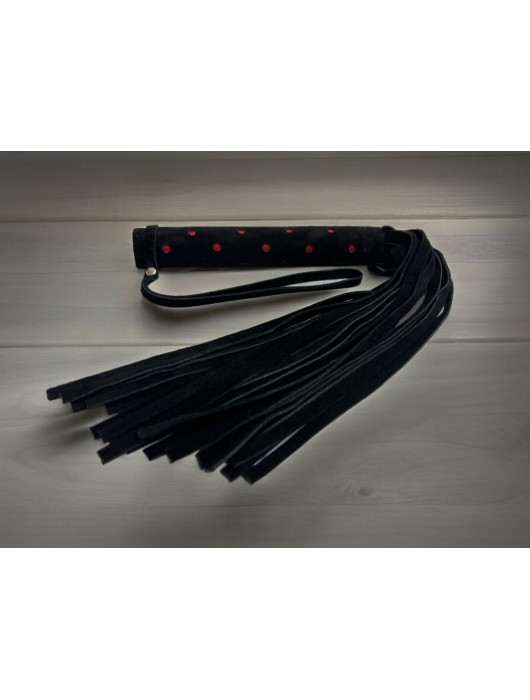 Черная замшевая плеть с красными точками на рукояти Red dot Princess - 43 см. - БДСМ Арсенал - купить с доставкой в Ногинске