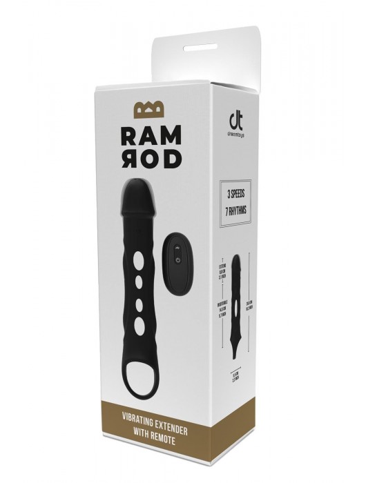 Черная насадка-удлинитель Vibrating Extender With Remote с вибрацией - Dream Toys - в Ногинске купить с доставкой