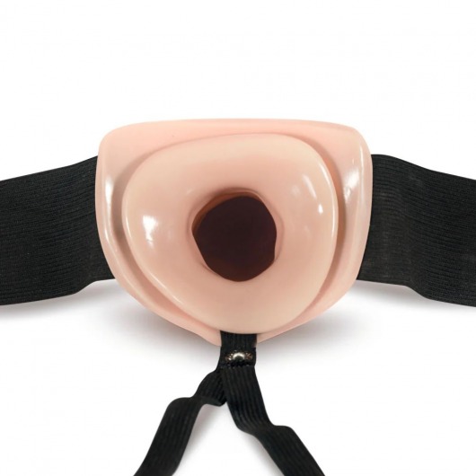 Телесный фаллопротез на черных эластичных ремнях 7 Inch Hollow Strap On - 17 см. - Blush Novelties - купить с доставкой в Ногинске