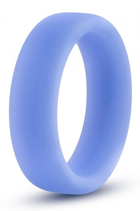 Голубое люминесцентное кольцо Silicone Glo Cock Ring - Blush Novelties - в Ногинске купить с доставкой