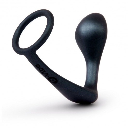 Черное эрекционное кольцо со стимулятором простаты Ringer Cock Ring   Plug - b-Vibe - в Ногинске купить с доставкой
