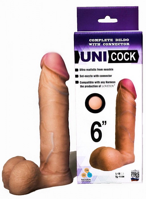 Насадка для страпона фаллической формы UNICOCK 6  - 18 см. - LOVETOY (А-Полимер) - купить с доставкой в Ногинске