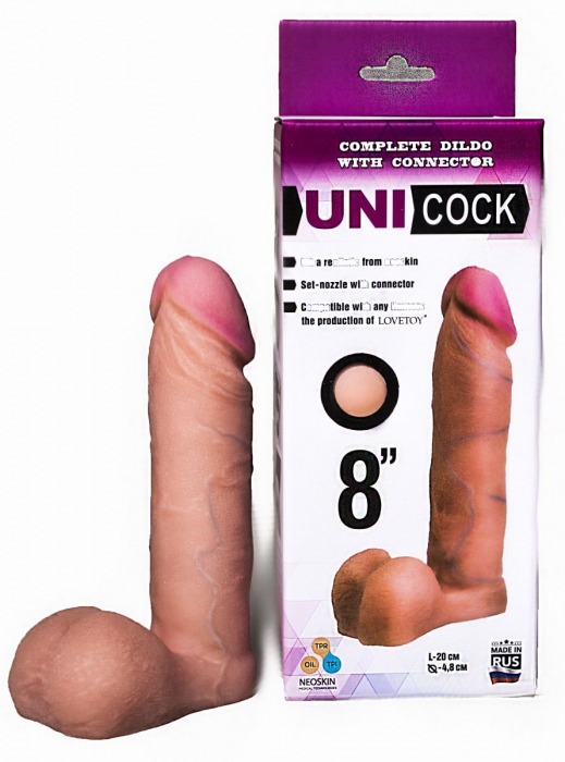 Фаллическая насадка для страпона UNICOCK 8  - 20 см. - LOVETOY (А-Полимер) - купить с доставкой в Ногинске