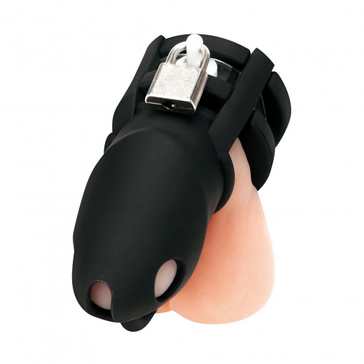 Черная клетка для пениса Silicone Small 2 in Cock Cage With Ball Divider - BlueLine - купить с доставкой в Ногинске