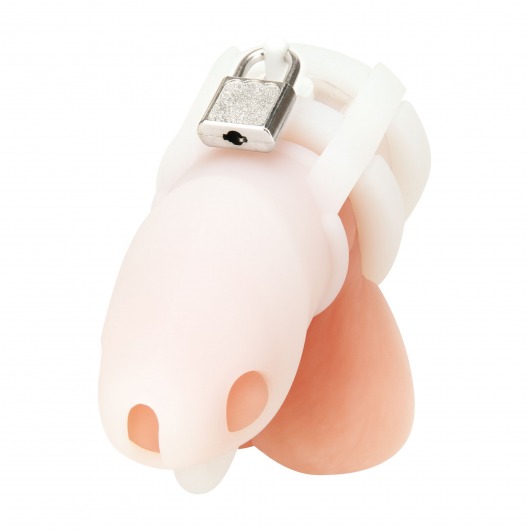 Белая клетка для пениса Silicone Small 2 in Cock Cage With Ball Divider - BlueLine - купить с доставкой в Ногинске