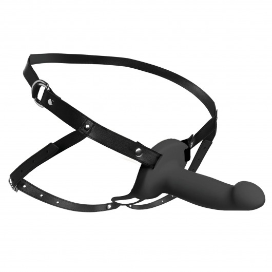 Черный полый страпон с вибрацией 2’’ Erection 28X Smooth Vibrating Silicone Penis Sheath - XR Brands - купить с доставкой в Ногинске