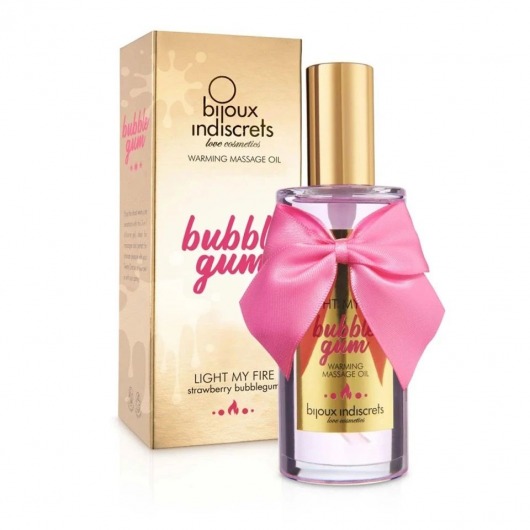 Разогревающее массажное масло Light My Fire Bubble Gum с ароматом бабл-гам - 100 мл. - Bijoux Indiscrets - купить с доставкой в Ногинске