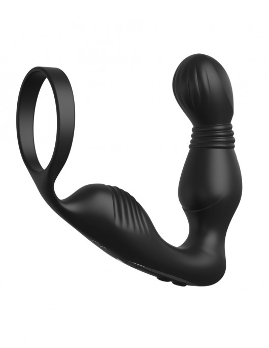Черный вибростимулятор простаты с эрекционным кольцом Ass-Gasm Pro P-Spot Milker - Pipedream - в Ногинске купить с доставкой