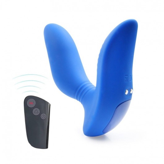 Синий вибромассажер простаты 3,5’’ Remote Control Curve P-spot Massager - 12 см. - Erokay - в Ногинске купить с доставкой