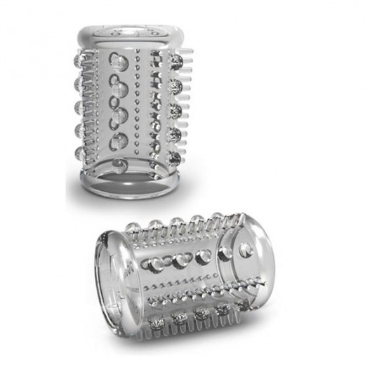 Прозрачная насадка с шипами и шишечками STAY HARD COCK SLEEVE 03 CLEAR - Blush Novelties - в Ногинске купить с доставкой