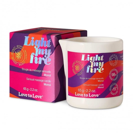 Массажная свеча Light My Fire с ароматом моной - 80 мл. - Love to Love - купить с доставкой в Ногинске