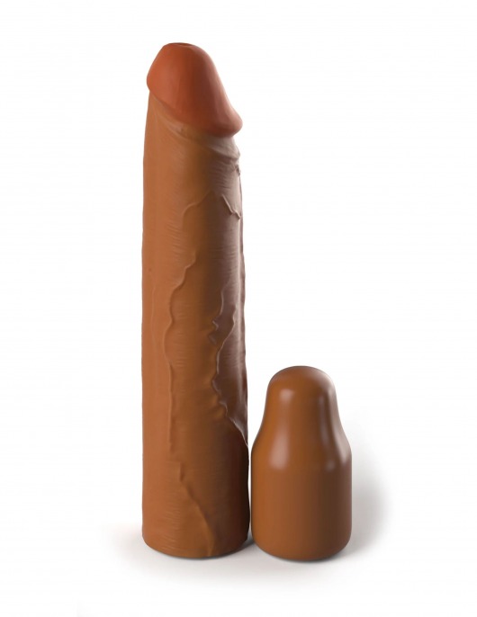 Коричневая насадка на член 2  Silicone X-tension - 20,3 см. - Pipedream - в Ногинске купить с доставкой