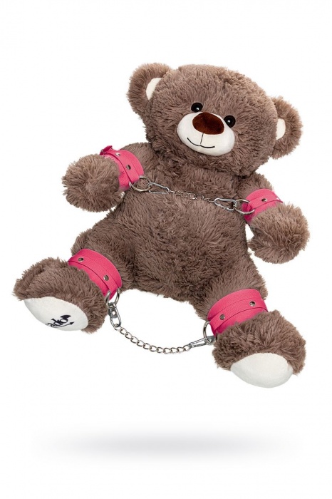 Бондажный набор: бурый мишка с розовыми оковами и наручниками - Pecado - купить с доставкой в Ногинске
