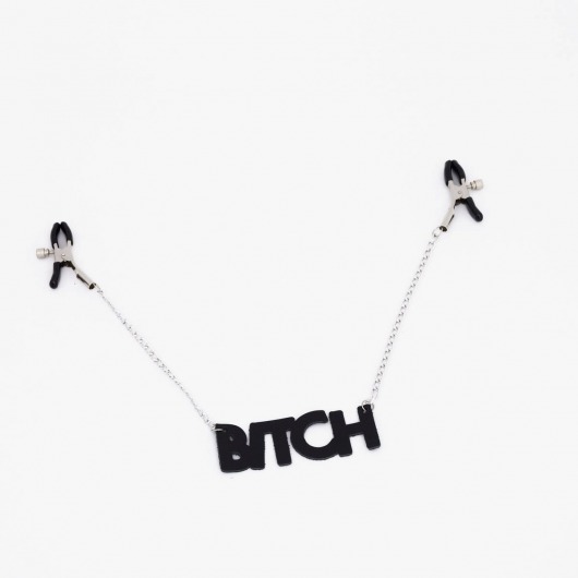 Зажимы на соски с кожаной подвеской Bitch - Crazy Handmade - купить с доставкой в Ногинске