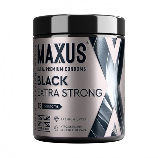 Черные утолщенные презервативы MAXUS Extra Strong с железным кейсом - 15 шт. - Maxus - купить с доставкой в Ногинске