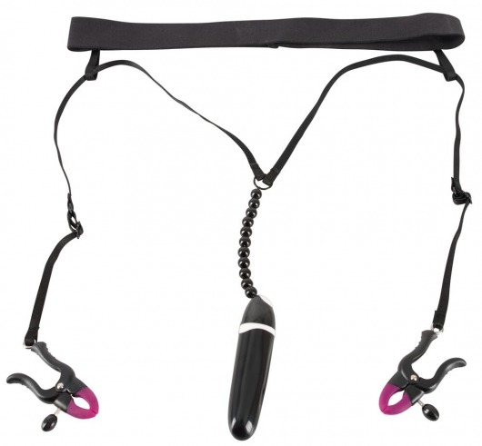 Женские вибростринги с зажимами для половых губ Spreader String with Vibrator - Orion - купить с доставкой в Ногинске