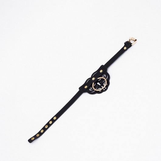 Черный чокер с клепками и золотистой фурнитурой - Crazy Handmade - купить с доставкой в Ногинске