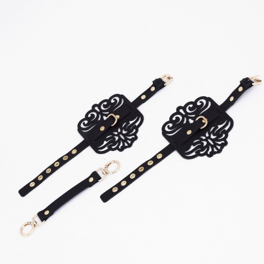 Черный фигурные оковы с золотистой фурнитурой - Crazy Handmade - купить с доставкой в Ногинске