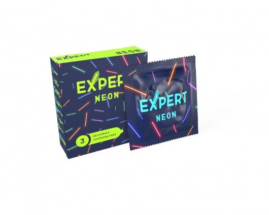 Светящиеся в темноте презервативы Expert Neon - 3 шт. - Expert - купить с доставкой в Ногинске