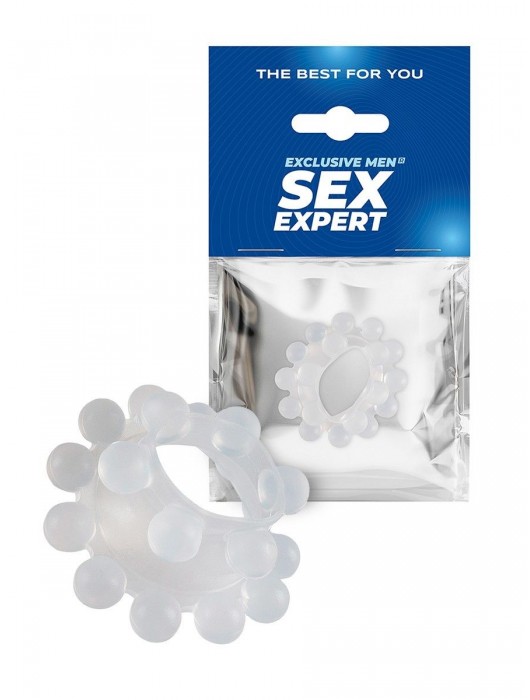 Эластичное эрекционное кольцо с двумя рядами шариков - Sex Expert - в Ногинске купить с доставкой