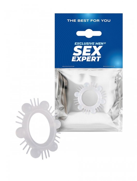 Эластичное эрекционное кольцо с шипиками и шариками - Sex Expert - в Ногинске купить с доставкой