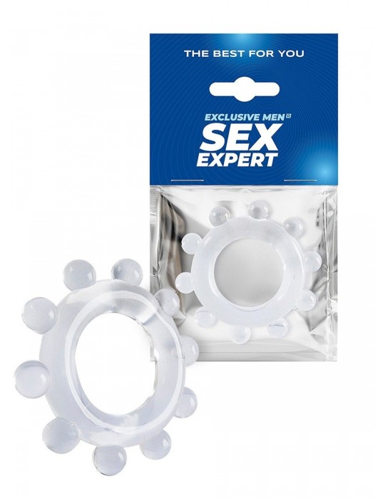 Прозрачное эрекционное кольцо со стимулирующими шариками - Sex Expert - в Ногинске купить с доставкой