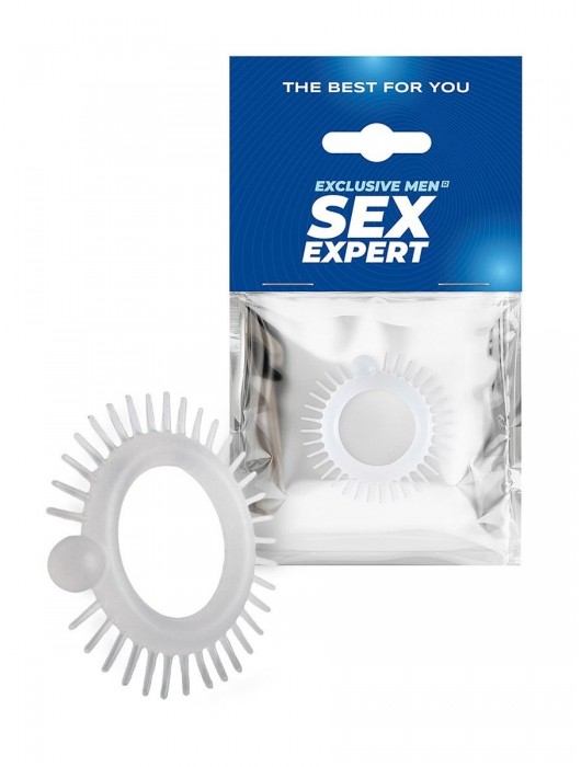 Эластичное эрекционное кольцо с шипиками и шариком - Sex Expert - в Ногинске купить с доставкой