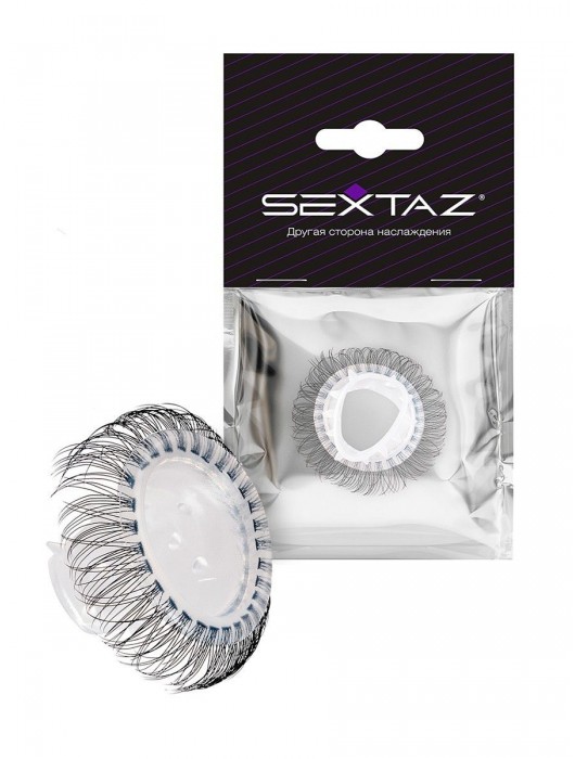 Эластичное эрекционное кольцо с длинными черными «ресничками» - Sextaz - в Ногинске купить с доставкой