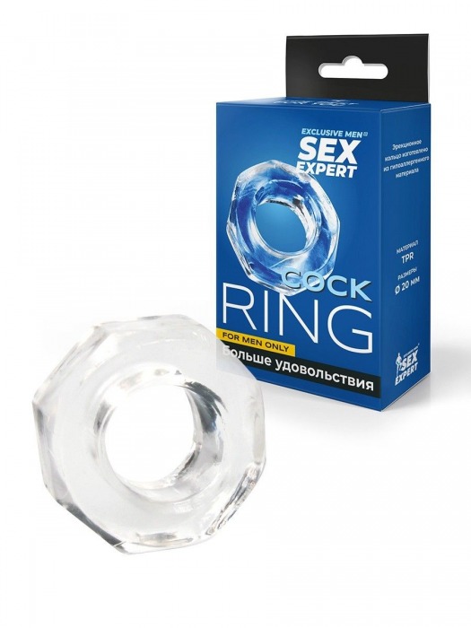 Прозрачное эрекционное кольцо в форме гайки - Sex Expert - в Ногинске купить с доставкой
