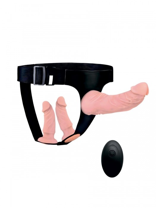 Женский страпон с 3 насадками и вибрацией - Erowoman-Eroman - купить с доставкой в Ногинске
