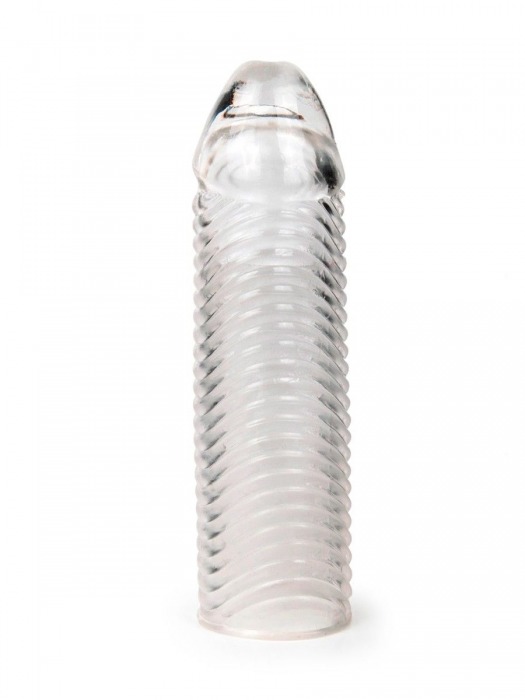 Прозрачная закрытая насадка на пенис с ребрышками - 16 см. - Sex Expert - в Ногинске купить с доставкой