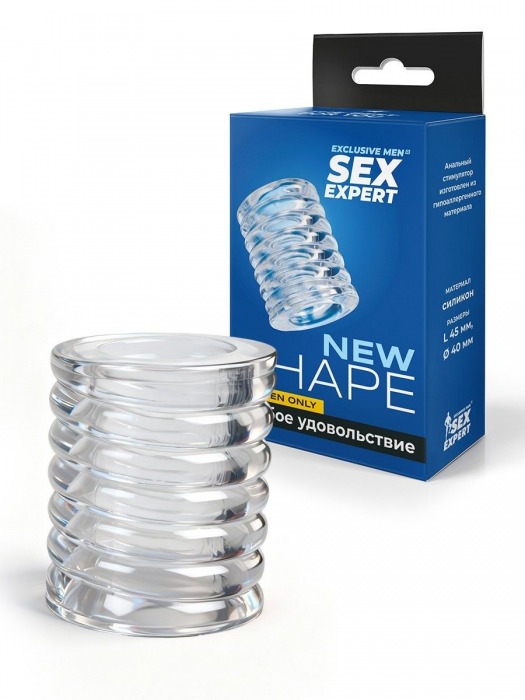 Прозрачная сквозная насадка на пенис с ребрышками - Sex Expert - в Ногинске купить с доставкой