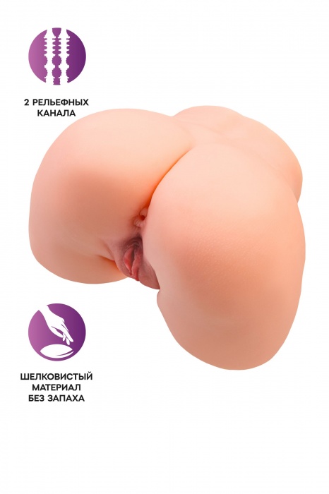 Телесный мастурбатор в форме попки с 2 любовными входами - No Name - в Ногинске купить с доставкой