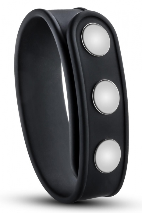 Черное эрекционное кольцо на кнопках - Blush Novelties - в Ногинске купить с доставкой