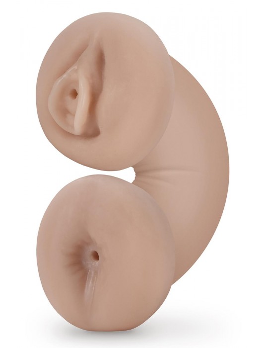 Телесный люминесцентный двусторонний мастурбатор Tasha - Blush Novelties - в Ногинске купить с доставкой