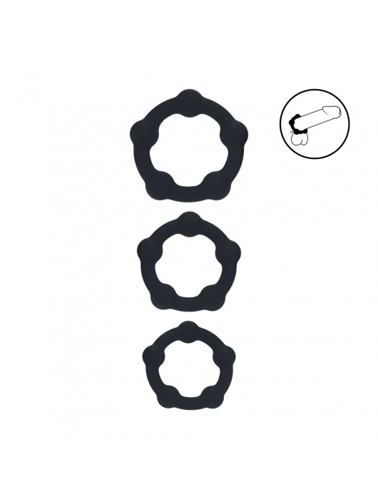 Набор из 3 эрекционных колец Beaded Silicone Cockring Set - Shots Media BV - в Ногинске купить с доставкой