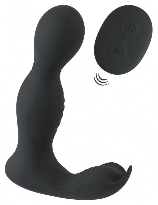 Черная анальная пробка с вибрацией, вращением и пультом ДУ RC Butt Plug with 2 Functions - Orion - в Ногинске купить с доставкой