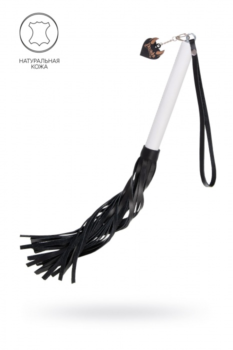 Плеть с белой рукоятью и чёрными хлыстами - 50 см. - Pecado - купить с доставкой в Ногинске