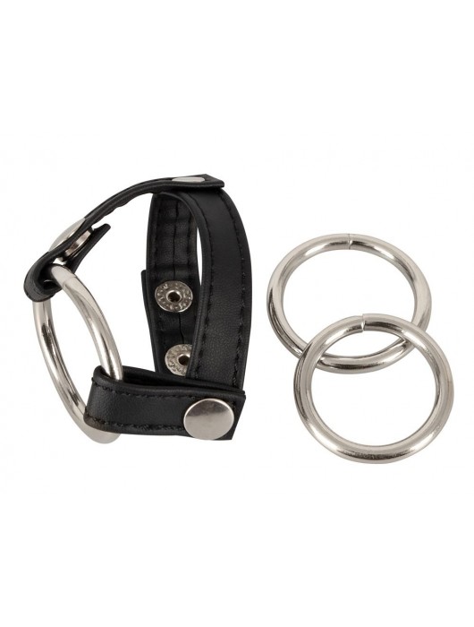Подхват для мошонки с 3 съемными эрекционными кольцами Leder-Riemen - Orion - в Ногинске купить с доставкой